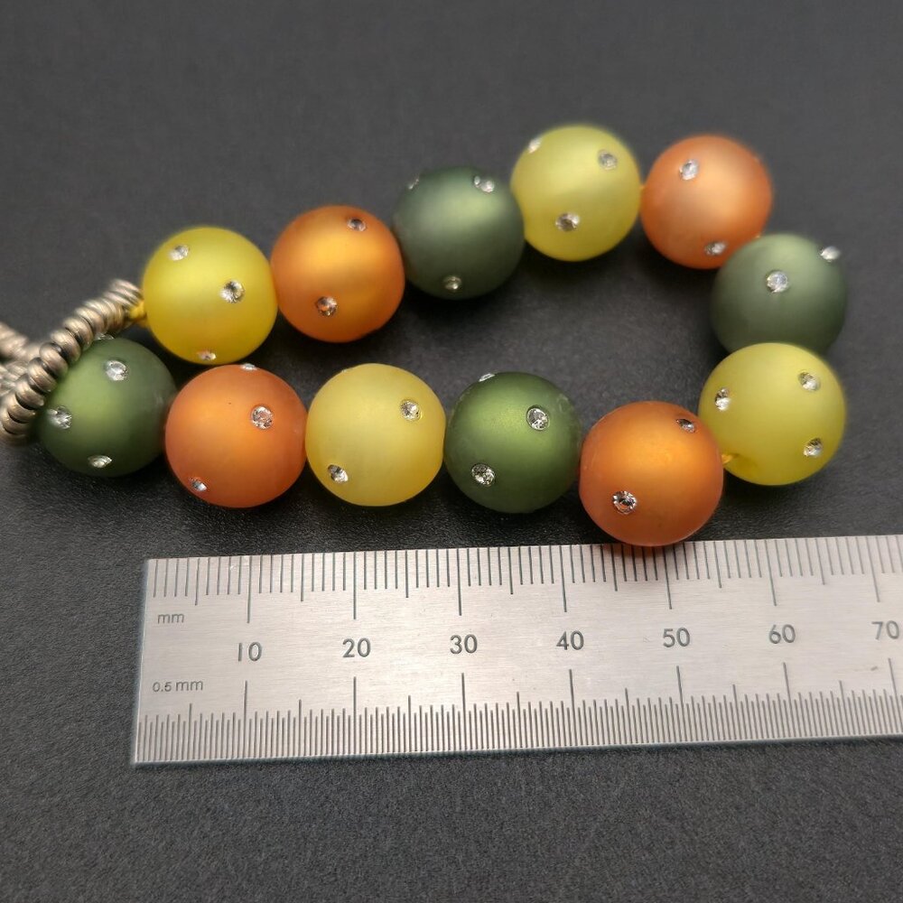 8 Inch Sterling Silver Crystals Imbedded Colorful Bracelet B967 - Picture 6 of 7